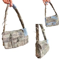 two pictures of a bag made from camouflage fabric