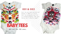 two baby tees with different designs on them