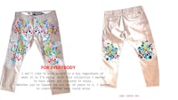 a pair of pants with colorful designs on them